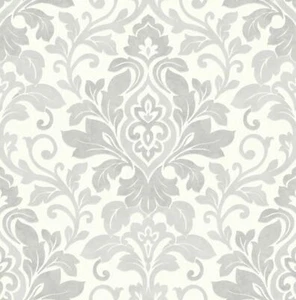 ARTHOUSE MOZART SILVER GREY DAMASK OPERA HEAVYWEIGHT FEATURE WALLPAPER 414603 - Picture 1 of 1