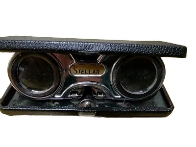 Vintage STELLAR Folding Sport Glass Pocket Binoculars With Box 2.5x Magnifying - Image 1 of 4