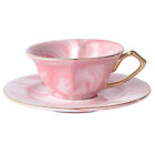  120 Ml Pink Ceramics Marbled Cups and Saucers Lovers Espresso Glass