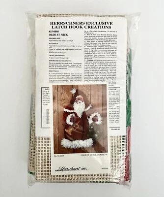 Vintage 1998 Herrschners Olde St Nick Latch Hook Kit NEW Christmas Complete Kit - Image 1 of 4