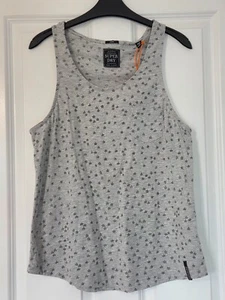 SUPERDRY AURORA & STARS MARL CHARCOAL GREY STAR PRINT POCKET LONG TANK VEST TOP - Picture 1 of 5