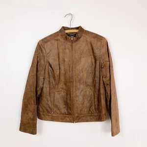 Valerie Stevens Mock Neck Suede Leather Zip Snake Skin Jacket Size Large - Picture 1 of 8