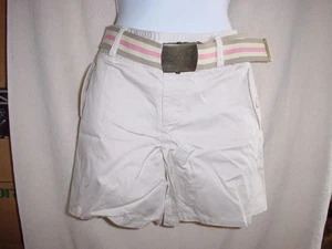 Pantalones Cortos Victorias Secret Vintage Algodón Sarga con Cinturón Talla 10 Blanco Nuevo Sin Etiquetas - Imagen 1 de 1