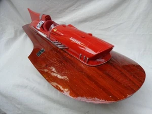 Ferrari Hydroplane 2 Sizes Wood Model Boat Handmade High Quality Speed Boat - Picture 1 of 22
