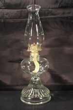 vintage 18" oil lamp clear glass hollow base P&A Risdon burner w/ wick chimney