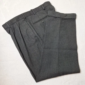 Vtg BROOKS BROTHERS 100% Wool Trouser Pant Mens Sz 40 Gray Pleated Cuffed Hem - Picture 1 of 9