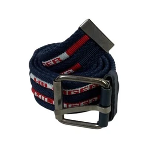 Vintage 00s Blue Red Tommy Hilfiger Cotton Canvas Woven Logo Metal Buckle S/M - Picture 1 of 3