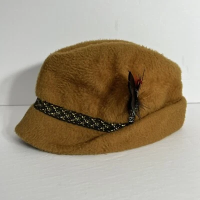 Sombrero Cloche estilo aleta vintage con acento de plumas interior acolchado talla S/M Foto 1 de 4