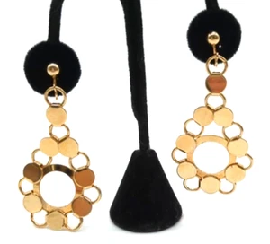 Go-Go mod vintage anni 60 tono oro clip su penzolanti movimento multicerchio lacrime - Foto 1 di 6