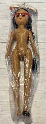 "Muñeca nativa americana artesanal de fibra 15"" hembra nueva de stock pelo oscuro con zapatos de colección" Foto 1 de 4