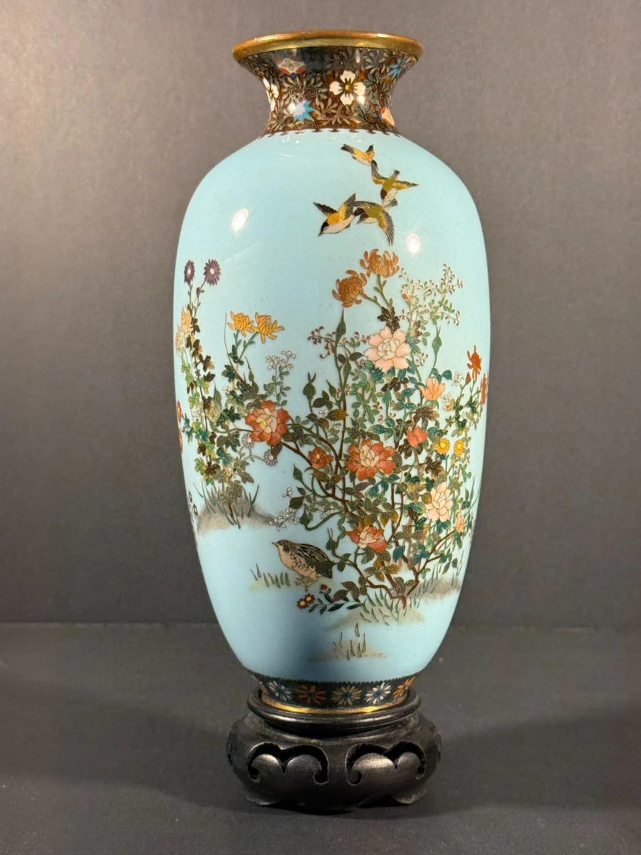 古い大花瓶 蓝色古董原始景泰蓝日本古董花瓶| eBay