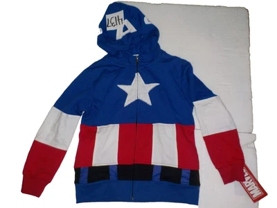NWT Marvel Captain America Costume Hoodie Sweatshirt Jacket Youth Kids Size XS - Image 1 of 4