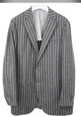 Suitsupply La Spalla Alpaca Wool Vertical Stripe Gray Grey Jacket Blazer Size 60 - Image 1 of 4