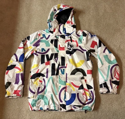 Volcom Nimbus лыж куртка женщин S Grafiti все над печать лыж сноуборда с капюшоном - Изображение 1 из 4
