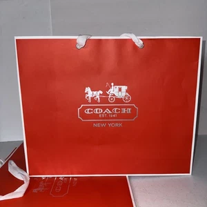 3-2012 COACH New York EMPTY Red Gift Shopping Bags 2012 Advertising 16"x13"x6.5" - Picture 1 of 8