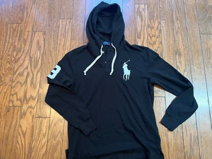 Polo Ralph Lauren Hoodie Mens black Long Sleeve Big Pony Pullover Sz S - Picture 1 of 2