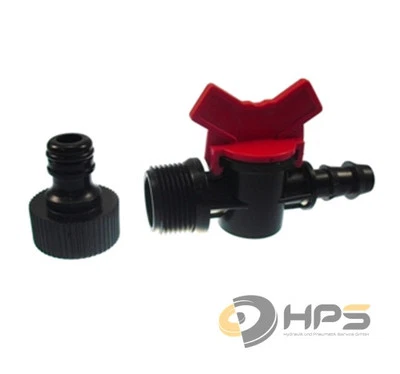 PVC Absperrhahn 3/4 AG  1/2Tülle für Perlschlauch Tropfrohr + 3/4" Hahnanschluss - Bild 1 von 4