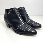 1. State Loka Sleek Black Leather Pointed Toe Ankle Boots + Silver Stud Detail 6