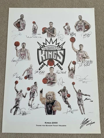 2000 SACRAMENTO KINGS Season Ticket Holder 24 x 33 Poster Litho GARCEAU Signed Cover