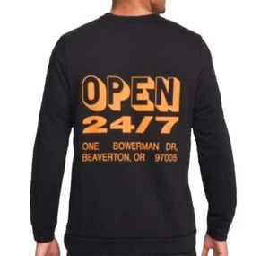 Nike Mens Dri-FIT Fleece Lightweight Long-Sleeve Black Open 24/7 Crew Sz M NWT - Picture 1 of 3