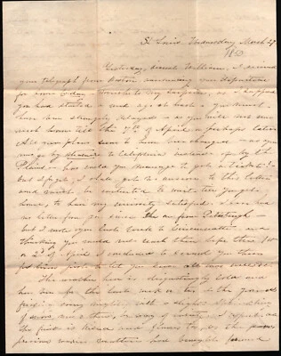 American Letter Gold Rush Era Wife to Husband Gold Mining 49ers California 1850 - Image 1 of 4