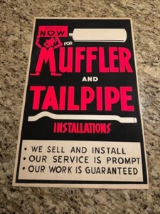 Vintage Gas Oil Service Station Advertising Muffler & Tailpipe Poster Sign - Picture 1 of 1