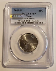 2009 P Guam Quarter PCGS MS 69 Satin Finish Mac Sticker - Picture 1 of 2