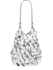 RABANNE Sparkle Large Silver Shoulder Bag New - Picture 1 of 4