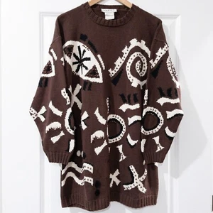 VTG Jaeger Sweater Womens Cardigan Brown M Beads Knitted - Picture 1 of 7
