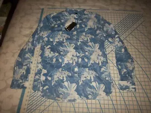 MENS MEDIUM ARMANI EXCHANGE BLUE FLORAL SLIM FIT LS SHIRT - NWT - Picture 1 of 4