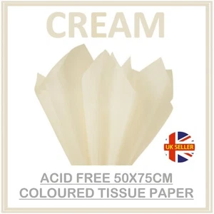 CREAM IVORY Tissue Paper Large Sheets Acid Free Gift Wrapping 50x75cm - Picture 1 of 2