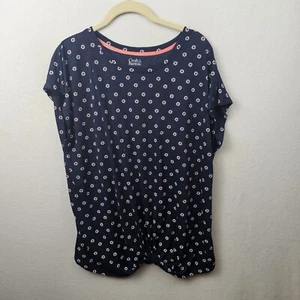 Croft & Barrow Top Woman’s Size XL Blue White Floral Short Sleeve Twist Front - Picture 1 of 6