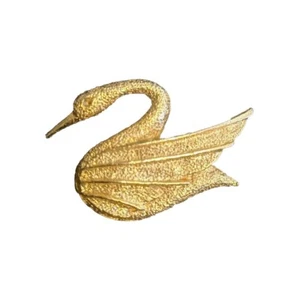 Vintage DFA Textured Gold Tone Swan Brooch Pin DuBarry Fifth Avenue Bird  - Picture 1 of 6