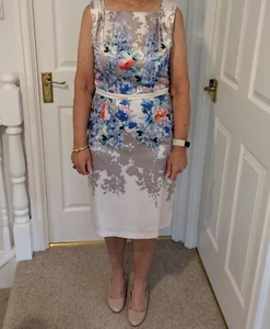 Kaliko Women's Dress Size 10 Occasion/Wedding, Silky Ivory/Pink/Blue Floral - Picture 1 of 8