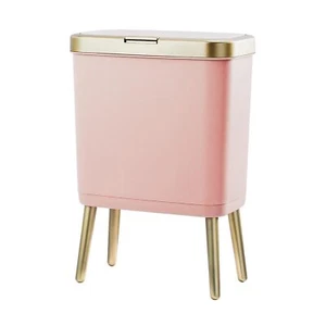Can with Lid, 4 Gallon Pink Garbage Can, Tall Plastic Trash Bin with Push Button - Picture 1 of 7