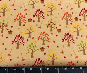 Tina SCRAP 9"x21"" Leaves Tree Fall Autumn Harvest Apple Orchard Fabric Cotton - Picture 1 of 1