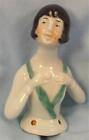 Porcelain Half Doll Flapper Lady Pin Cushion Vintage Vanity Accessory
