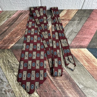 Corbata vintage de cachemira borgoña seda pura Italia Valentino Rudy para hombre Foto 1 de 4