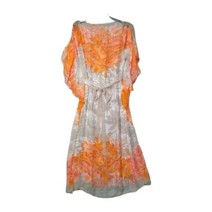 Silk Chiffon maxi beach cover up kaftan orange size L - Picture 1 of 4