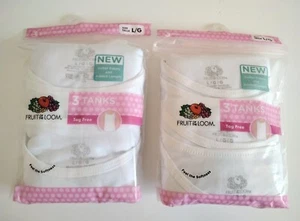 New 2 Packs-3 Each Fruit of the Loom Girl's Size L 10-14 White Tanks Soft  - Picture 1 of 7
