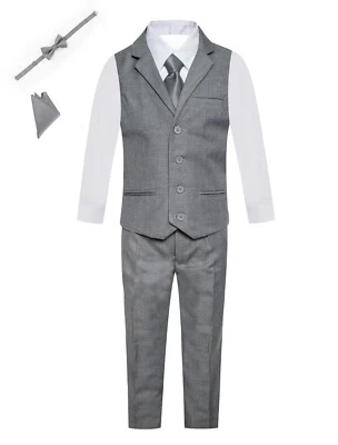 MAGEN KIDS BOYS VEST SET IN LIGHT GRAY 6PCS SET COMES FROM SIZE 1-14. - Image 1 of 2