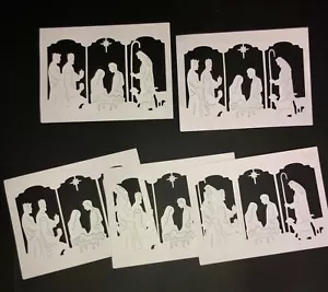 5 adornos troquelados de papel cartucho de la escena de la natividad - Imagen 1 de 15