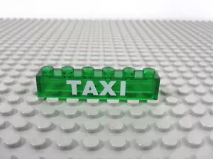 LEGO Trans-Green Brick 1986 1 x 6 sin tubos inferiores con 'TAXI' blanco Pttn #3067pb07 - Imagen 1 de 4