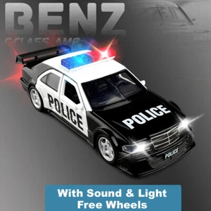 1:32 Mercedes AMG 190E W201 Police Vehicle Diecast Model Car Toy Sound&Light - Picture 1 of 14