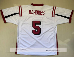 Patrick Mahomes #5 Whitehouse High School Football Jerseys S-4XL White Red