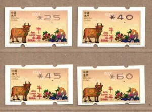 China Macao Macao 2021 Etiqueta Saludo de Año Nuevo de Buey Sellos de etiqueta ATM 牛年 - Imagen 1 de 1