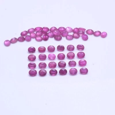 18 Pcs Natural Pinkish Ruby Gorgeous Oval Faceted Cut 5mmx4mm Loose Gemstone Lot - Image 1 of 4