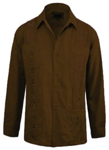 Men Guayabera Original Cuban Long Sleeve dress shirt, Wedding Cigar Bartender - Picture 1 of 46
