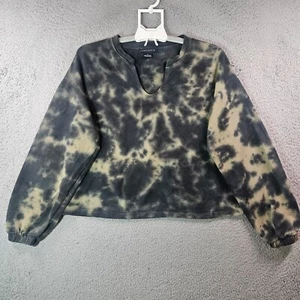 Sanctuary Cropped Sweater Women Small Abstract Tie Dye Green Black Cotton - Picture 1 of 10