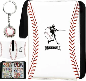 Baseball Card Binder 900 Card Pockets White Leather + Free Keychain + FREE SHIP - Picture 1 of 4